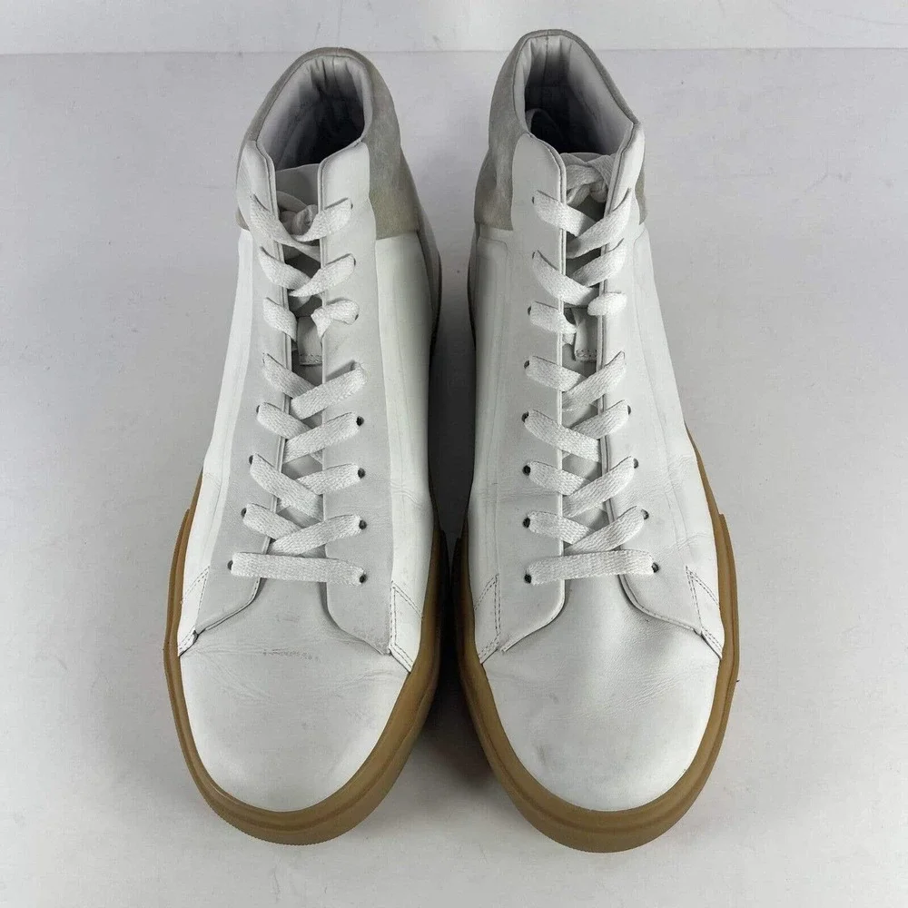 Vince Men's Fynn Leather High Top Sneaker US 11 White Lace-Up Mid Shoes boot - Picture 4 of 11